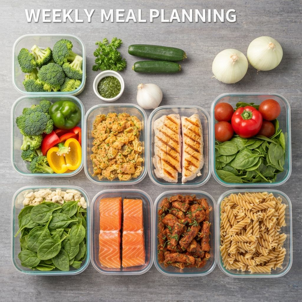 Weekly meal planning with fresh ingredients