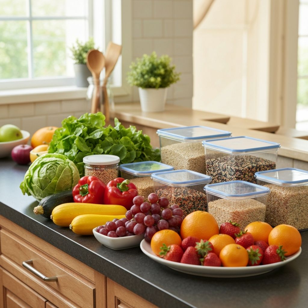 Weekly meal planning with fresh ingredients